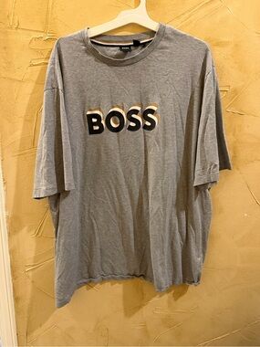 BOSS Men's Gray Logo Short-Sleeve Tee 4XL